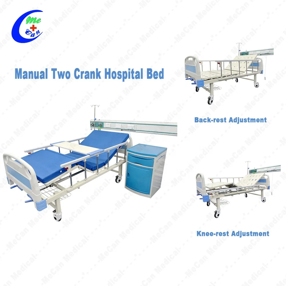 Wholesale Top Quality One-Stop Supplier Medical Patient Manual Two Crank Hospital Bed Patient Nursing Care Bed