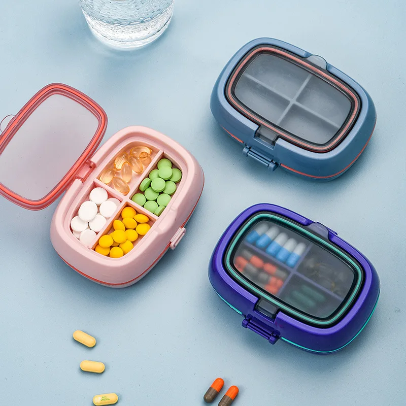 Custom logo double-deck pill storage cases two layers weekly medicine organizer holders container case health care pill box