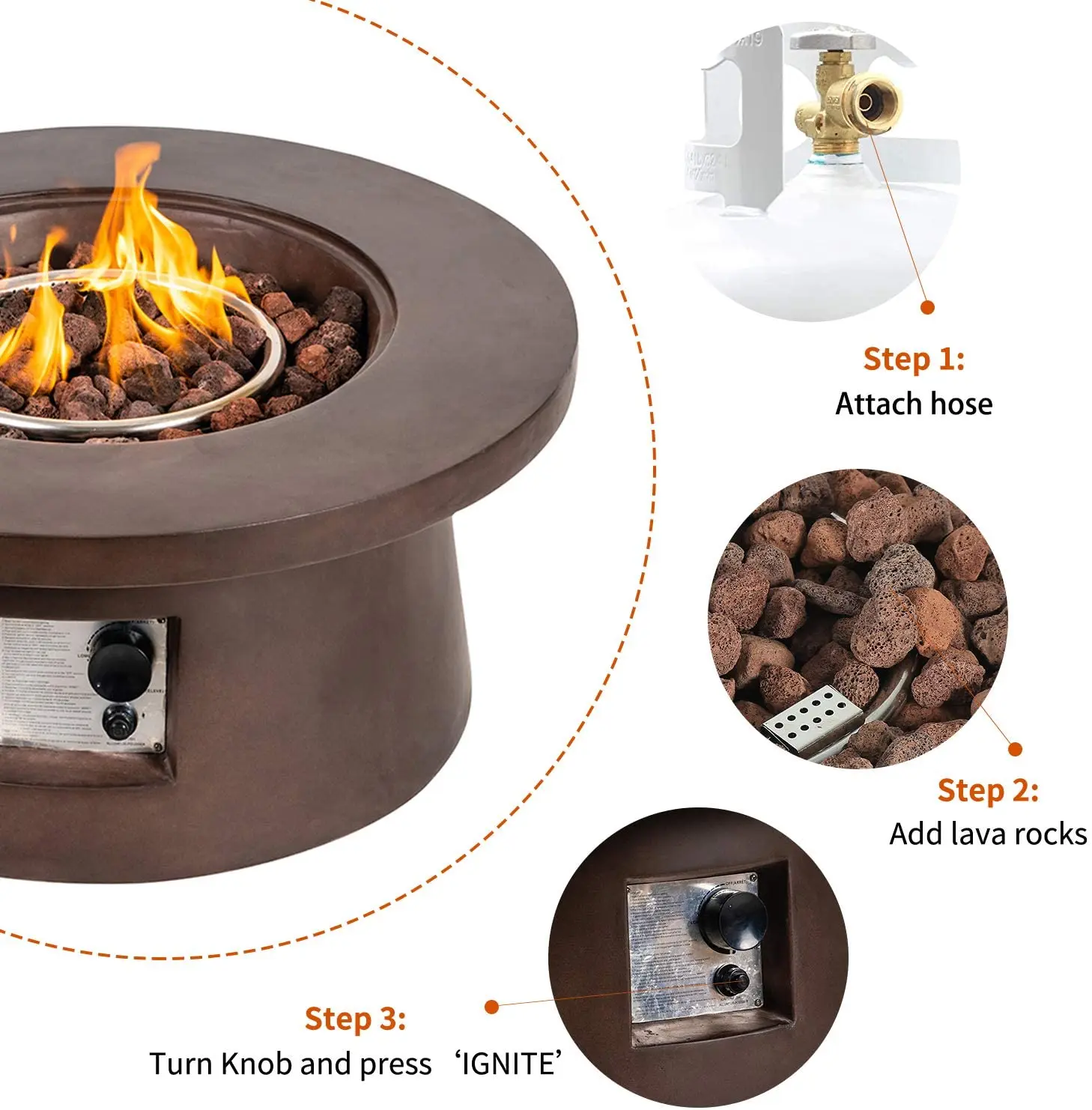 concrete patio fireplace gas fire pit with iron combustion equipment