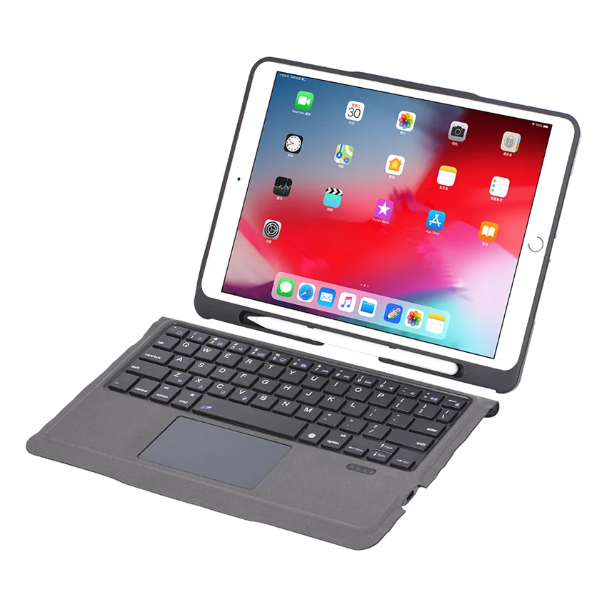 
High Quality Detachable PU Leather Trackpad BT Wireless Keyboard Cover Case for iPad 10.2