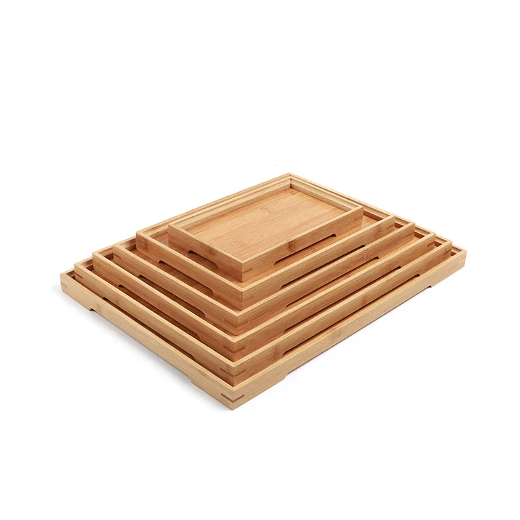 Simple rectangular hotel home china rolling wooden serving storage service backwoods wood board food bamboo trays