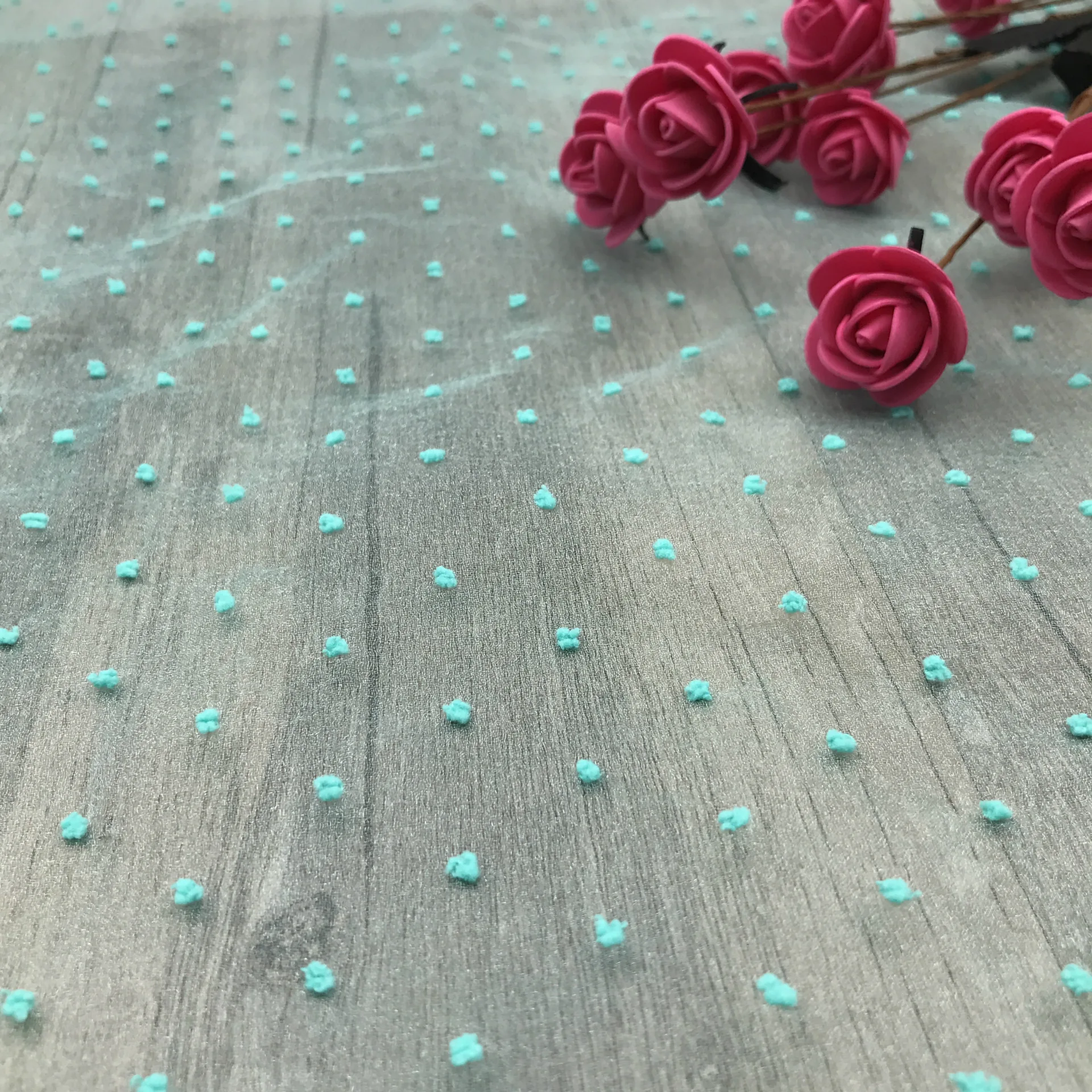 
new arrives 100% polyester organza with polka dot jacquard terry fabric 