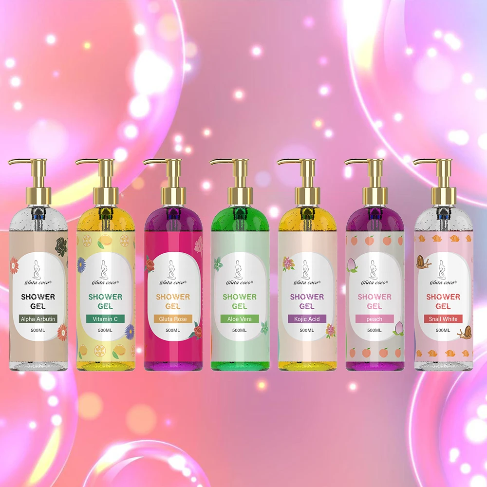 Gluta COCO High Quality Deep Cleaning  Both Soap Refreshing Moisturizing Whitening Aloe Vera Full Vitamin C Shower Gel 500ml