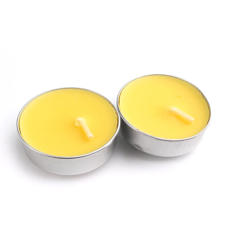 100% paraffin wax white color religious candles lighting  compressed  yellow tealight candles