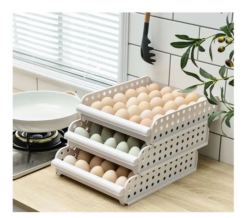 High Quality Food Grade Portable Household Plastic Organizer Case Holder Box Fridge Freezer 30 Eggs Container Storage Boxes