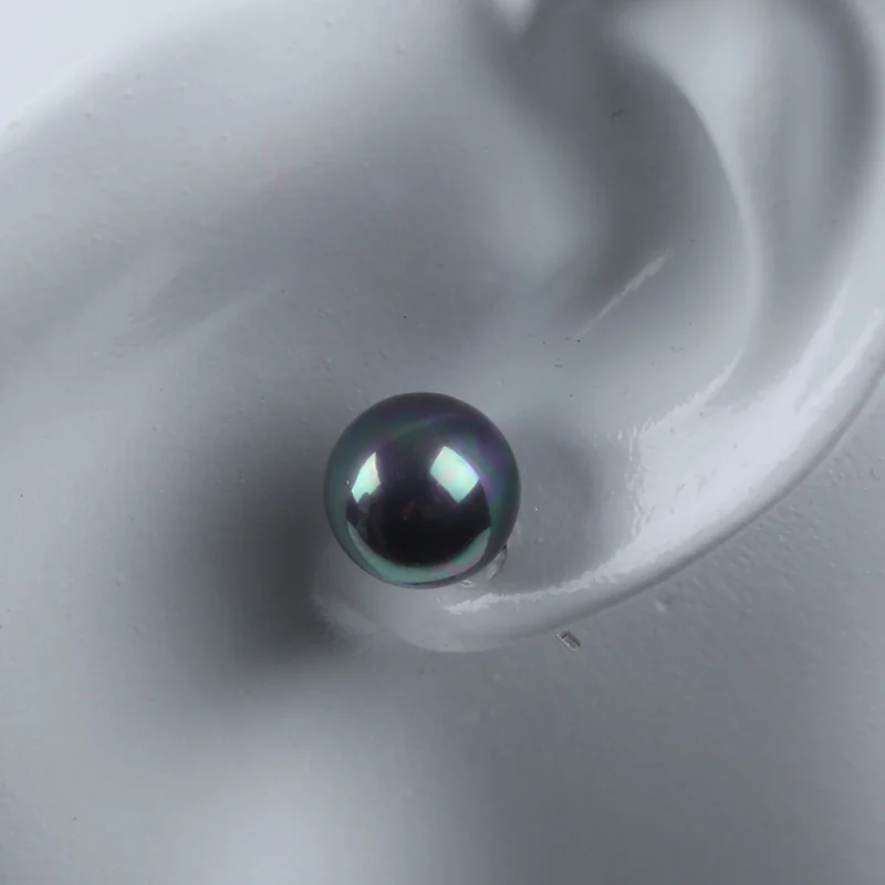 Hot selling fashion 10mm Tahitian Black color shell pearl necklace jewelry set for woman