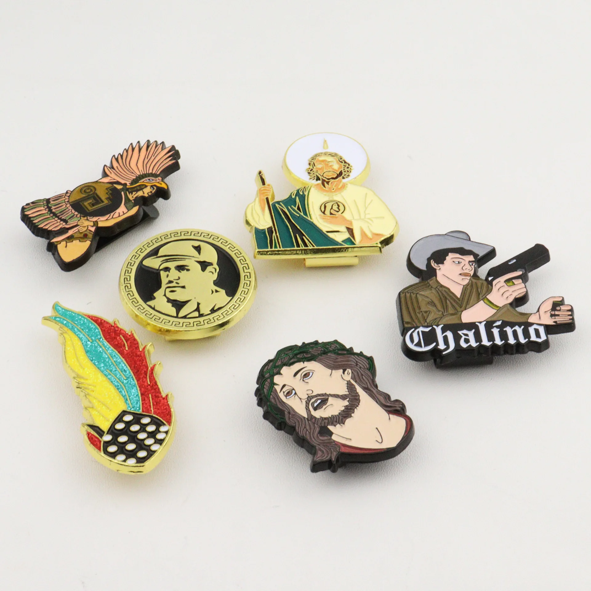New Arrival Custom Mexican Metal Hatpin Badge New Style Baseball Team Pendant Hat Pins WIth Chain