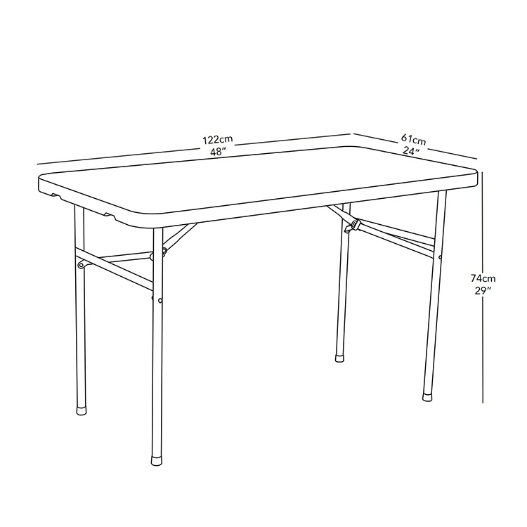 4-футовый Штабелируемый удобный Свадебный складной прямоугольный стол для внутреннего дворика кухонный комнатный низкая