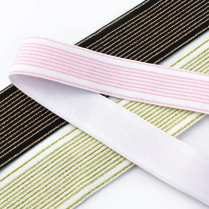 Meetee EB079 40mm Garment Accessories DIY Handmade Sewing Material For Clothing Home Textile Tinsel Colored Striped Elastic Band