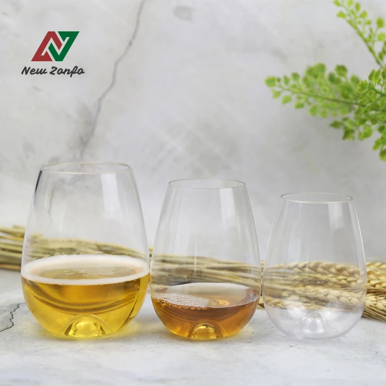 
New product Unbreakable16oz Plastic Wine Glass Egg Shape Stemless Glass 