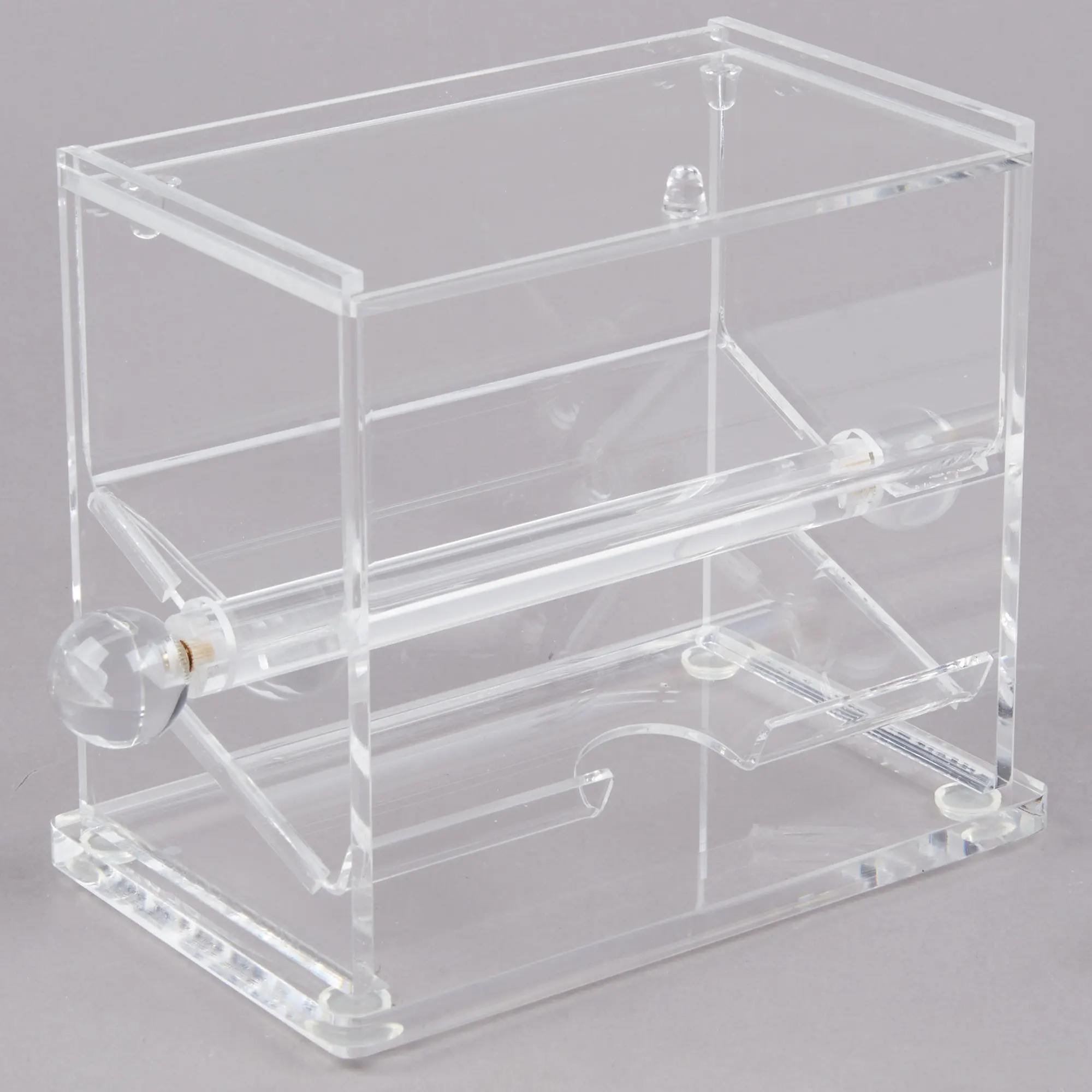 Acrylic Straw Dispenser Holder with Lid Rolling Knob Pencil Organization Box