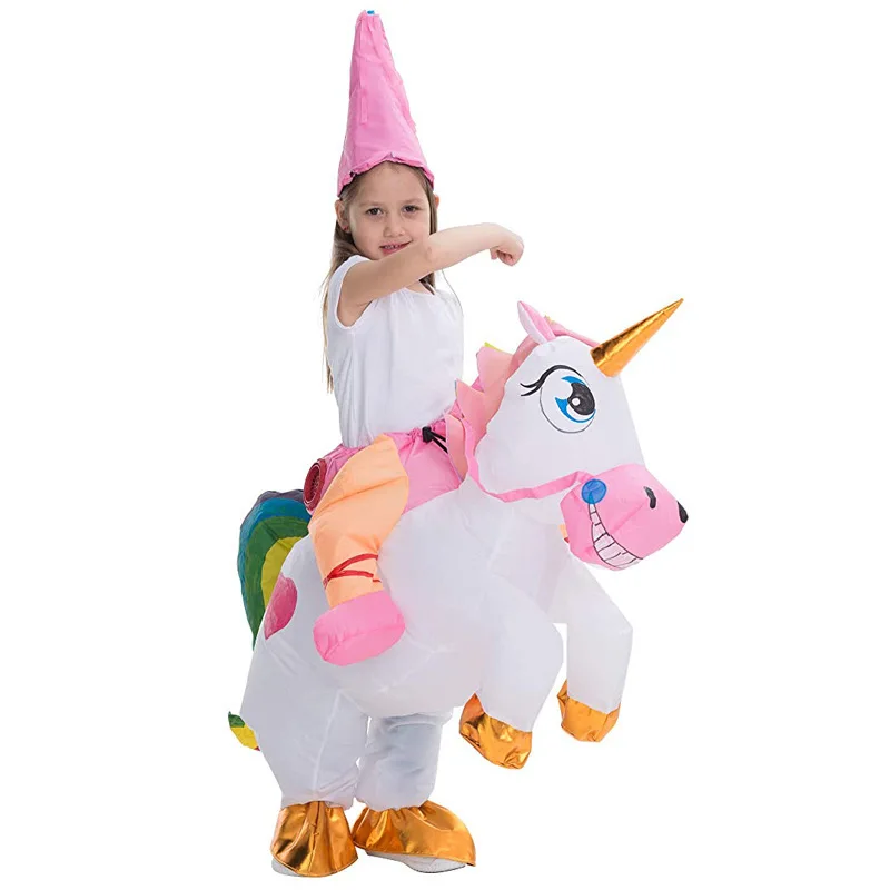 Hot Selling Children Cosplay Inflatable Costume Blow Up Inflatable Kids Rainbow Unicorn Costume