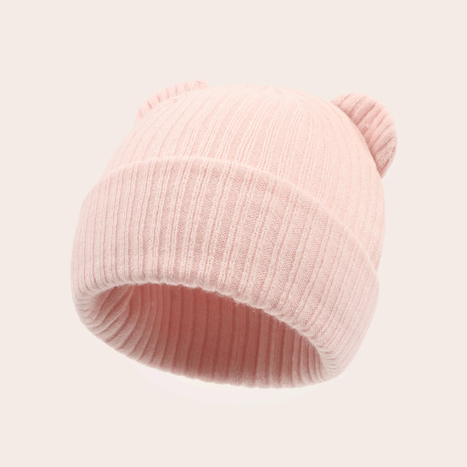 HZM-24456 Autumn Winter Fashion Knitted Hat with Cute Ear Pattern Warm Embossed Puff Printing Hand Drawn Digital Printed Cap