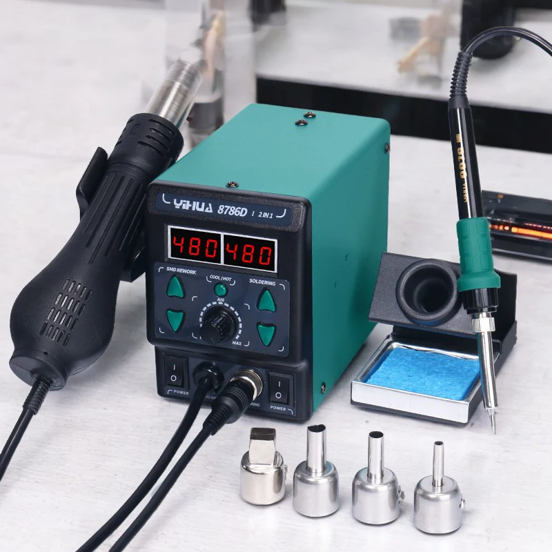 YIHUA 8786D-I 2 in 1 Digital Display Rework Soldering Station BGA Welding Machine Circuit Repair Heat Gun Has Hot and Cold Air