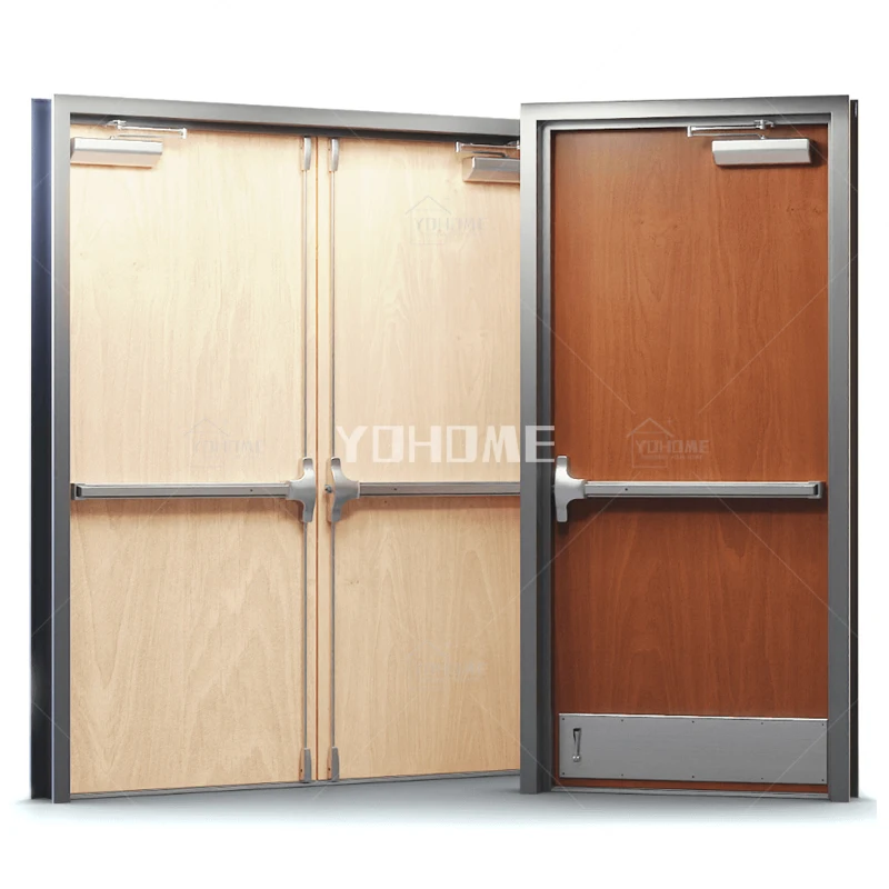 China top project manufacturer custom double steel fire-proof door fire rated steel door with glass insert steel fire door