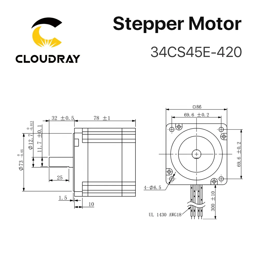  Cloudray CM25 Nema34 2 фазы L78 S12.7 шаговый двигатель 1 722 V 4.2A 4.5N.m для станка с ЧПУ