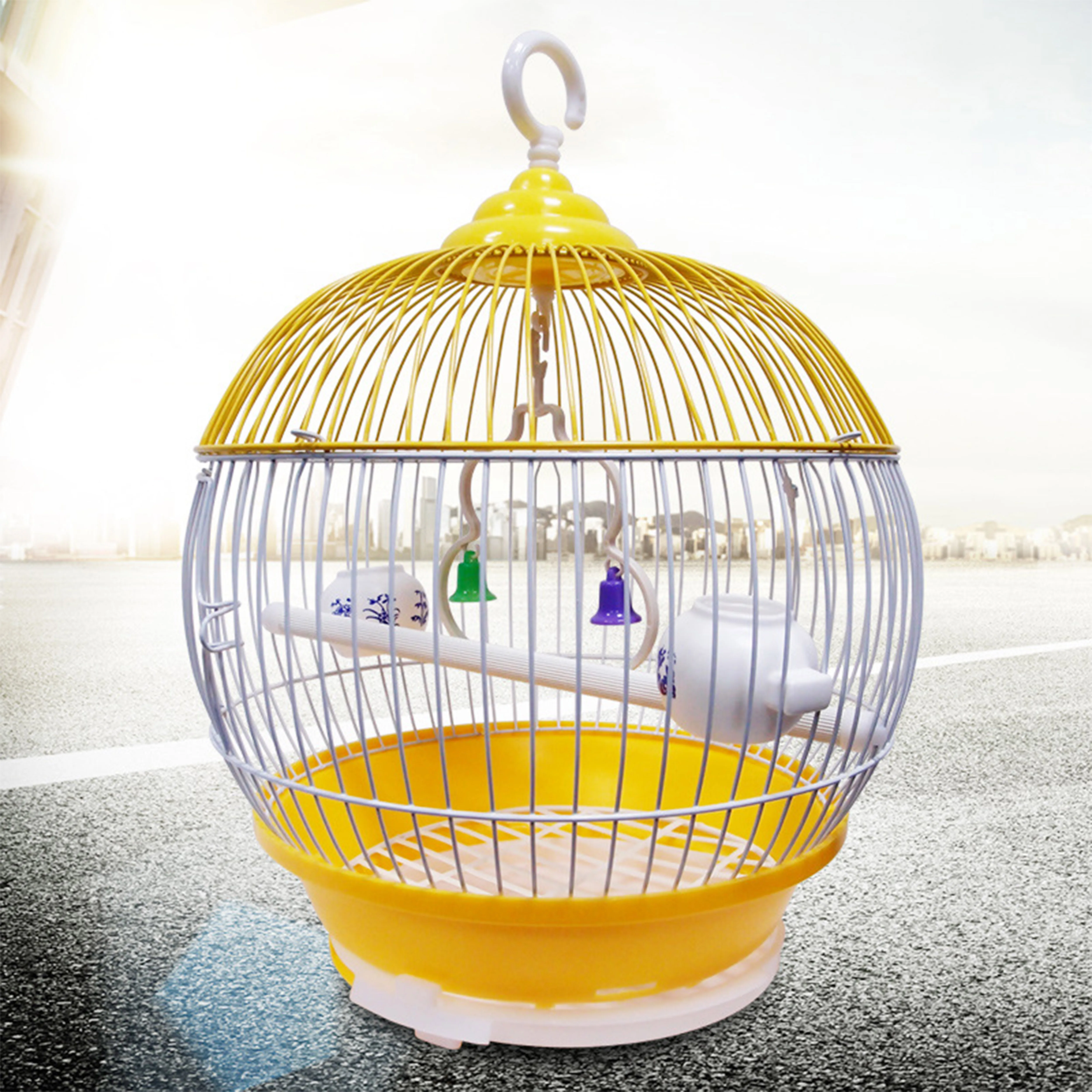 Economy Iron Wire Parakeet Bird Cage Parrot Fancy Bird Cages Breeding With Rolling Stand