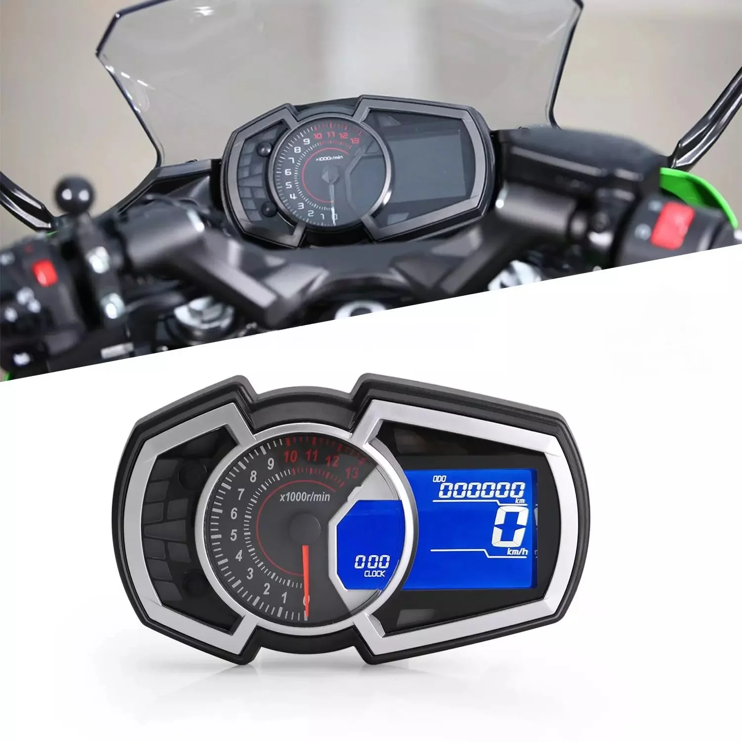 Universal1,2,4 cylinder LCD Motorcycle Racing Street  Speedometer Odometer RPM Speed Fuel Gauge