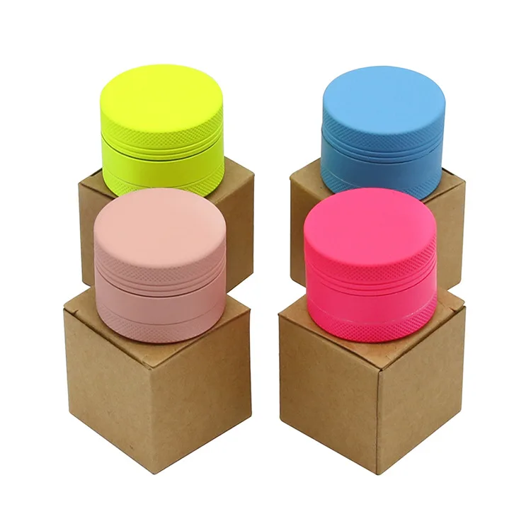 2021 новый алюминиевый 40 мм Диаметр три слоя резиновая краска металлическая сигарета точильщик табака оптовая продажа точильщиков набор для курения