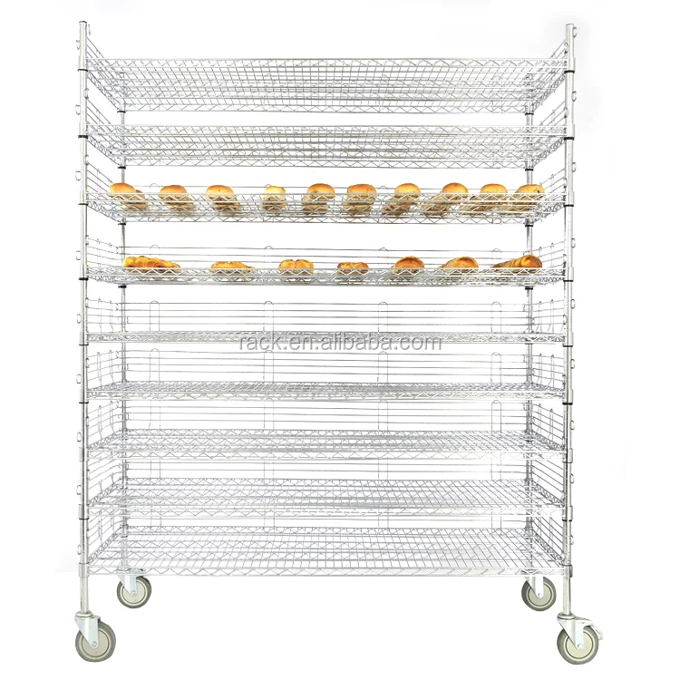 NSF Simple Design Home Kitchen Baker Equipment Stand Bread Cooling Storage Metal Wire Trolley Rack
