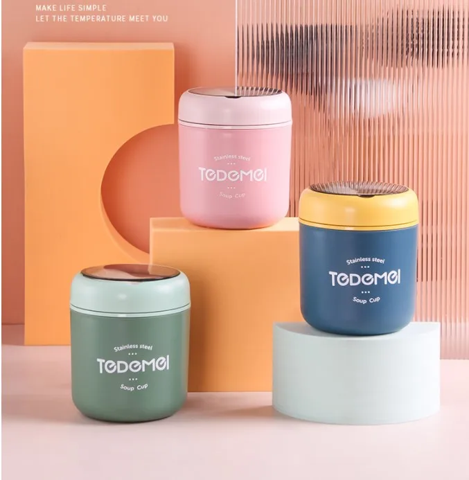 2021 hot selling Homio Tedemei Manufacturer colorful 304 stainless steel breakfast soup cup food container