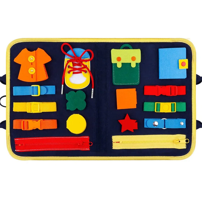 Hot Selling Early Education Dressing Learning Board Children Busy Board Toy Changing Bag New for Travel Baby Care Custom