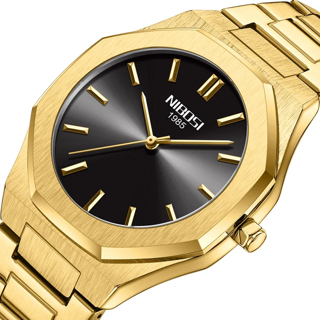 Fashion Luxury Brand Mens Nibosi 2520 Business Stainless Steel Analog Quartz Watch