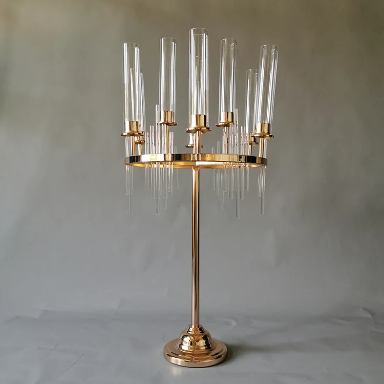 Zhuoyun Wholesale Price Metal Gold Wedding Decoration Table Centerpiece Candle Holder
