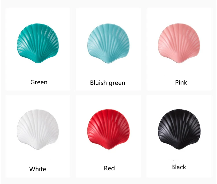 Porcelain Dessert Snack Fruit Salad Tableware Shell Shape Ceramic Plate For Restaurant