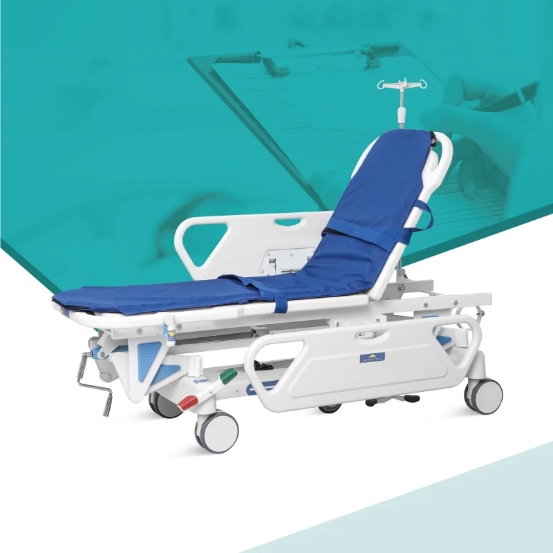 SKB041-1 SAIKANG Factory Wholesale Foldable Clinic Hospital Emergency Ambulance Patient Transport Stretcher Trolley