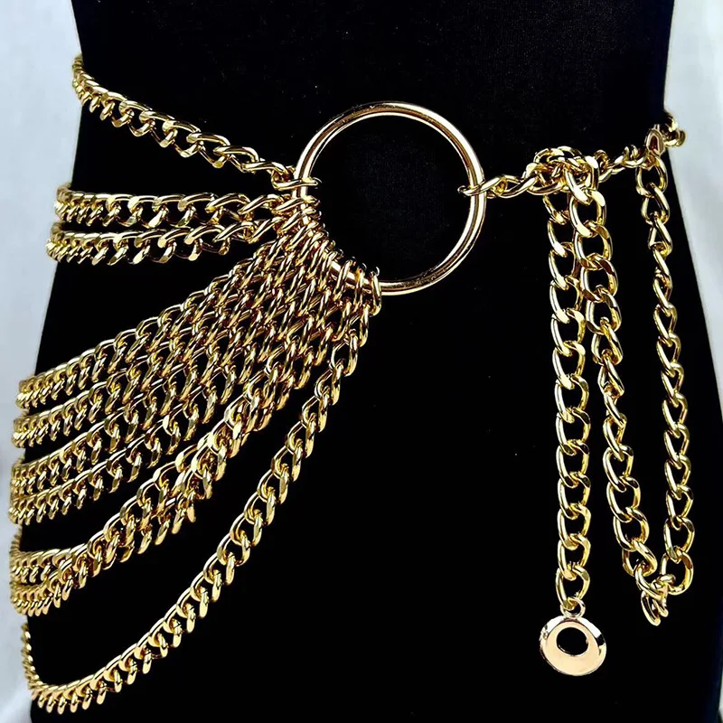 1Pc Women Waist Chain Belt for Dress Skirt Belts with Moon Star Waistbands Gold Silver Ladies Clothing Chain Accessories
