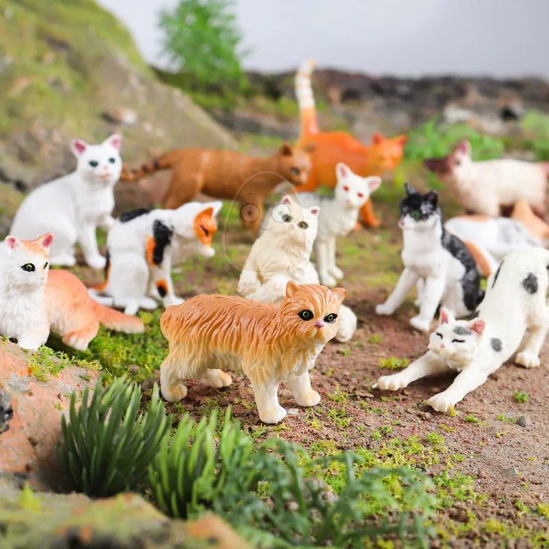 12 PCS Realistic Figurines Toys w/Dog House Durable Solid Body Puppy Educational Collection Decorations Cat Dog Figures Play Set