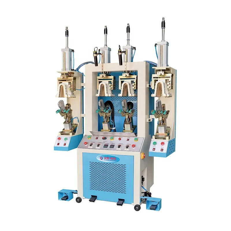 Suitable for all kinds of casual shoes back part forming M / c with four airbag double cold back part molding machine