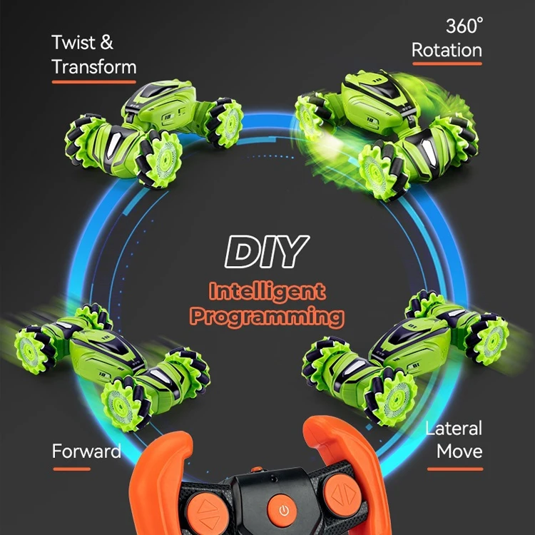 Hot Selling 2.4GHZ 4WD High Speed Remote Control Car 360 Degree Double Sided Gesture Twist Stunt Climbing Car