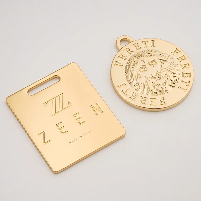 Custom Logo Metal Tag Small Metal Logo Bag Tag Hanging Metal Tags for Jewelry