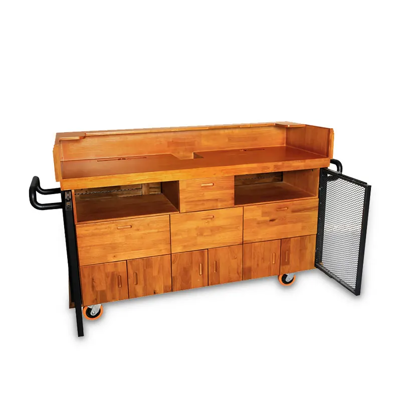 
Fei long customized solid wood multi-function checkout counter with caster for retail stores/bookstores 