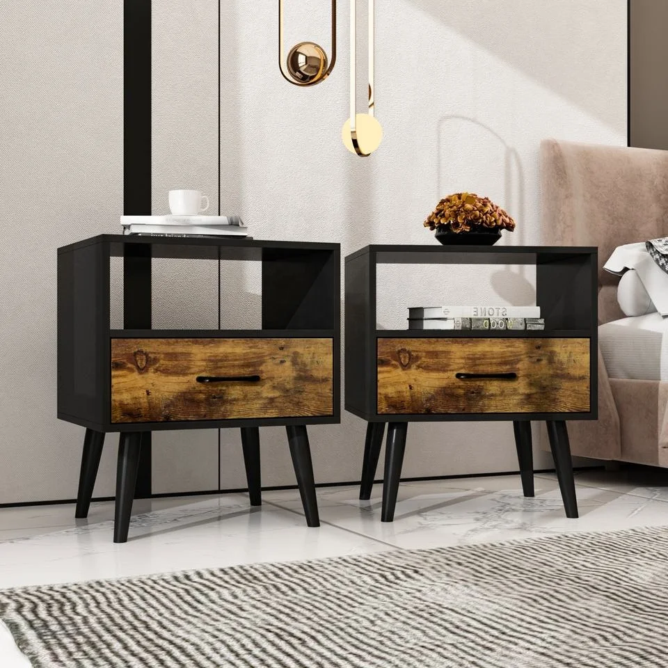 High Quality Solid Wooden Drawer Nightstand Bedside Table For Bedroom Living Room Cabinet Storage