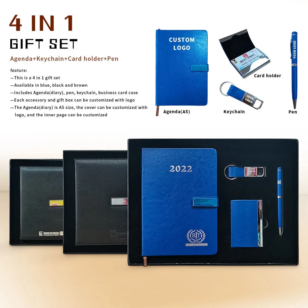 Custom office present notebook agenda 2023 exclusive luxury corporate promotional business gift set for vip clients