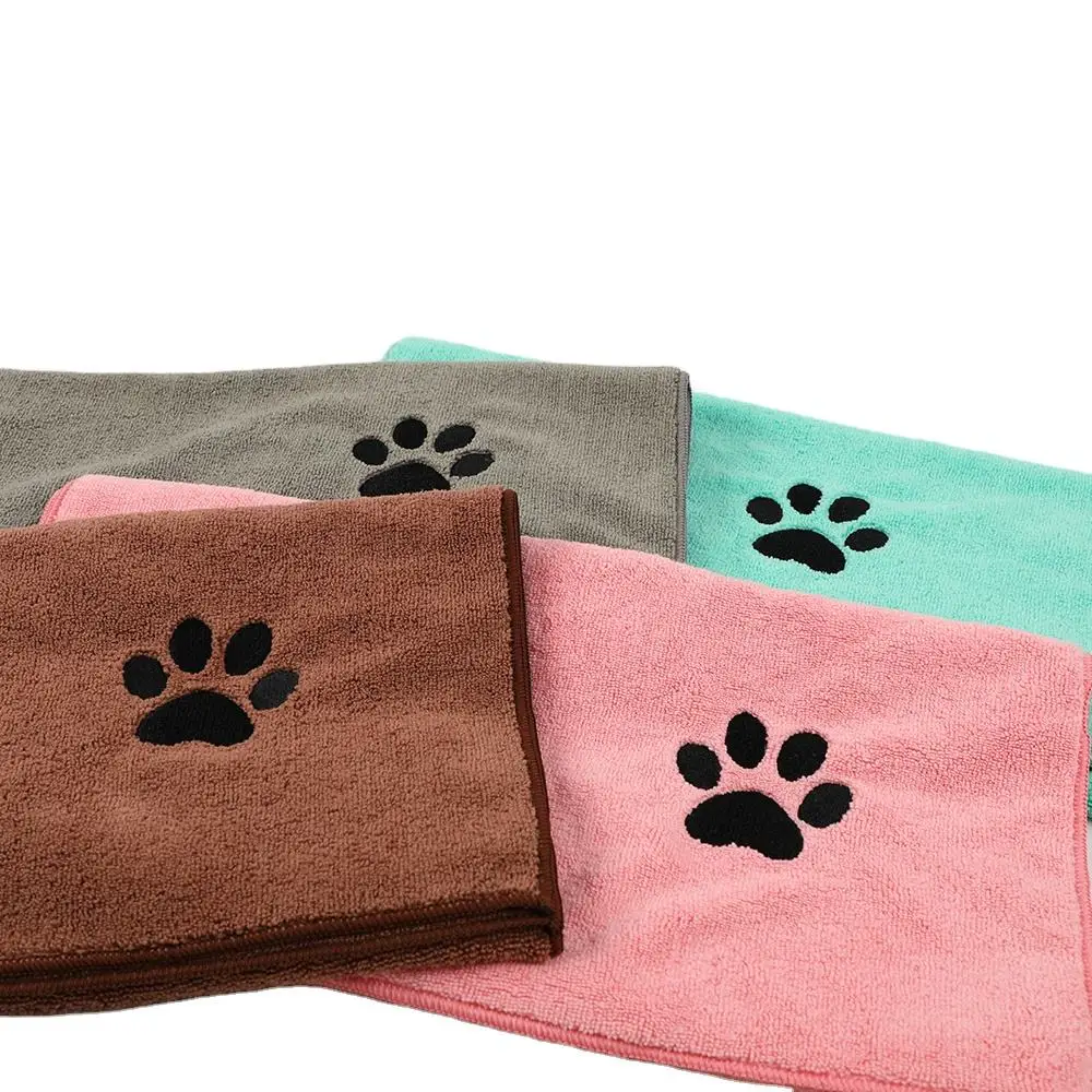 Cross-border Wholesale Pet Embroidered Bath Towel Soft and Skin-friendly Dog Bath Towel Does Not Drop Hair Thick and Durable