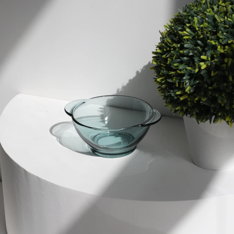 Wholesale Transparent Colored Green Blue Amber Grey Glass Plate Set with Soup Pot and Bowls for Wedding Microwave Oven Safety