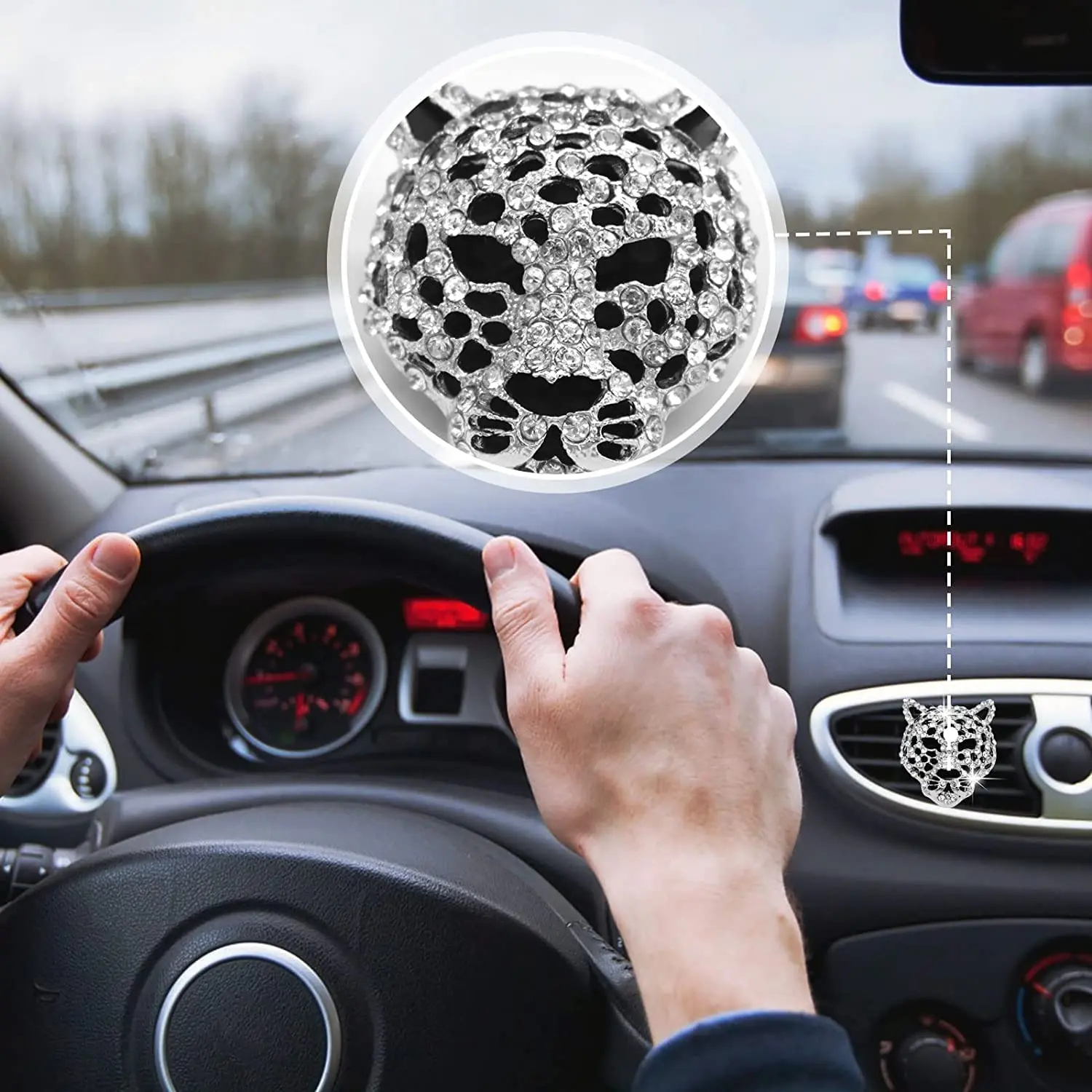 Crystal Leopard Car Air Fresheners Vent Clips  Car Interior Decor Bling Car Accessories