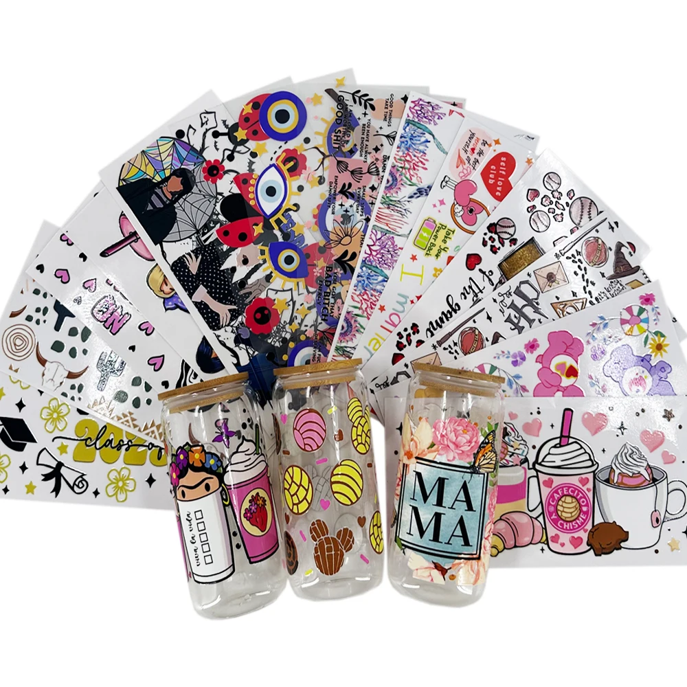 Personalized Plastic Die Cut Vinyl Transfer Label Stickers Printing 16 OZ UV DTF Transfers For Cups Wraps Mom Packaging