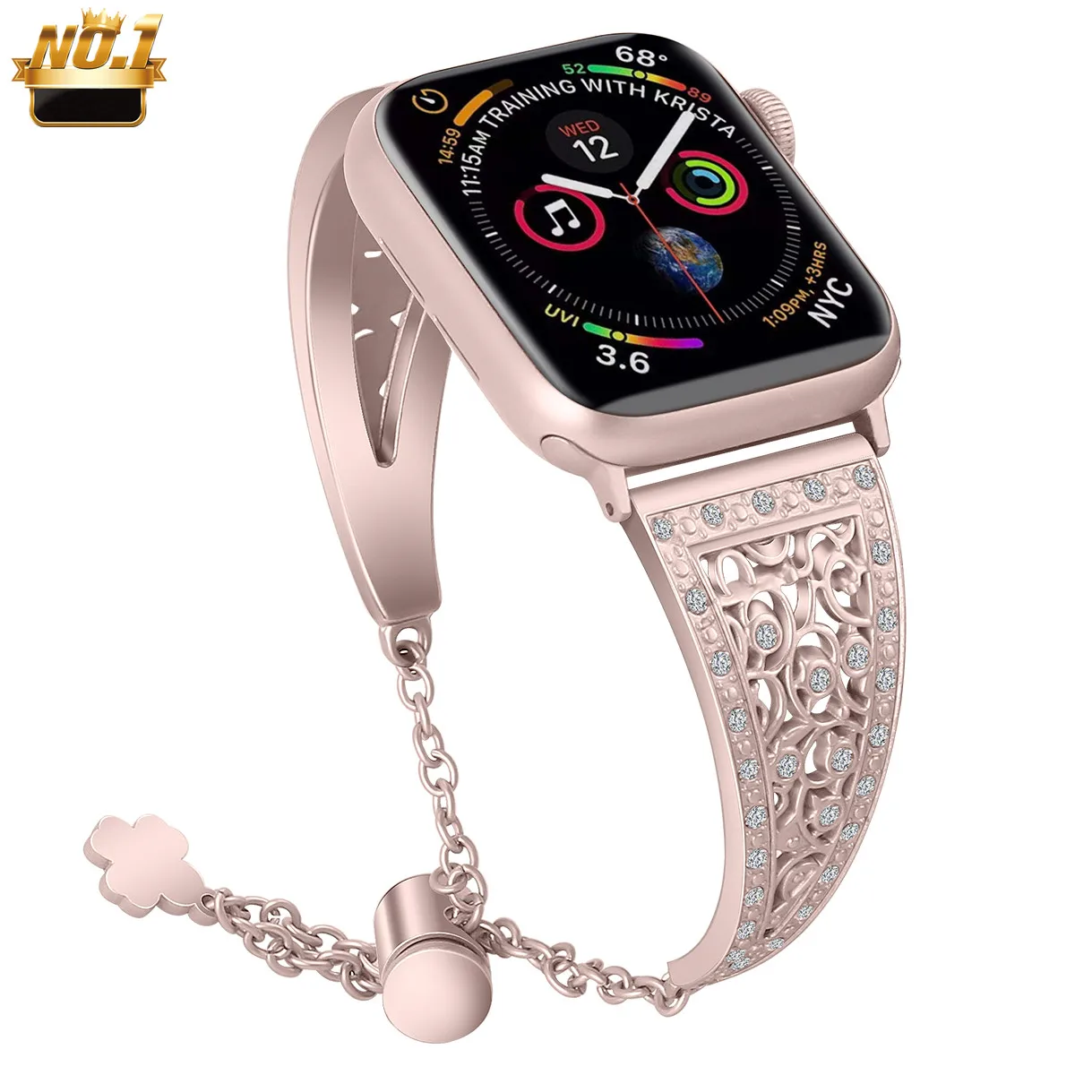 Women Stainless Steel Metal Jewelry Bracelet Bangle Wristband Strap For Apple watch diamond metal watch band 38mm 44mm