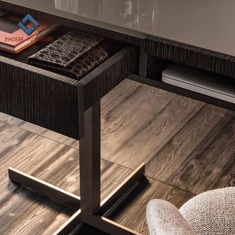 Italy luxury home modern office furniture desk design with 2 drawers and stainless steel legs