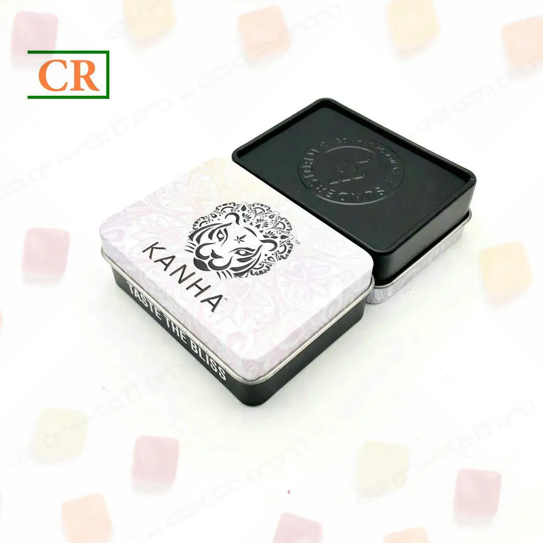 Small Size Rectangle Hinged Child Resistant Tin Boxes for Candy Packaging with Factory Price