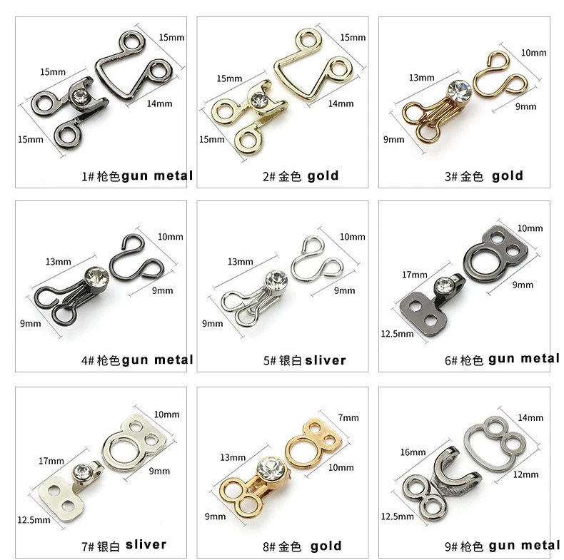 Professional Cheap Zin alloy Metal crystal eye closure pants metal skirt hook and eye hook and bar for coat