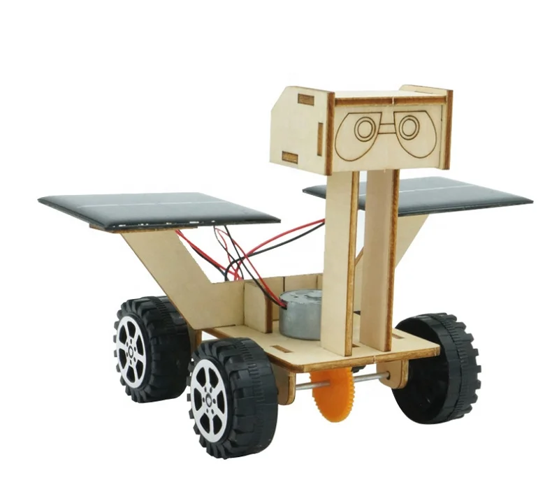 Самодельный робот на солнечной батарее лунный rover автоматические роботы игрушки креативные руки деревянный карман Детская технология производство робототехники