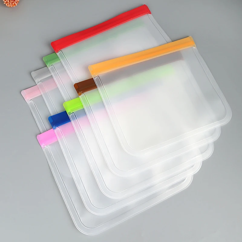 High Quality Custom Recyclable Frozen Self-sealing Transparent Frosted PEVA  Snack Fruit Storage Bag