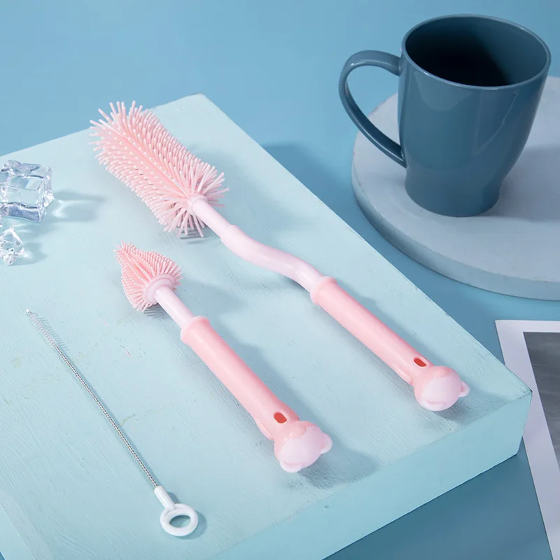 
Silicone Long Handle baby nipple Brush feeding bottle Cup cleaning Brush 