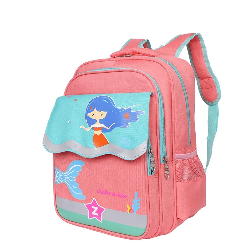Popular Primary School Bag Kid Cartoon Cute Mermaid Sharp Lightweight Large Capacity Spine Protection Student Backpack